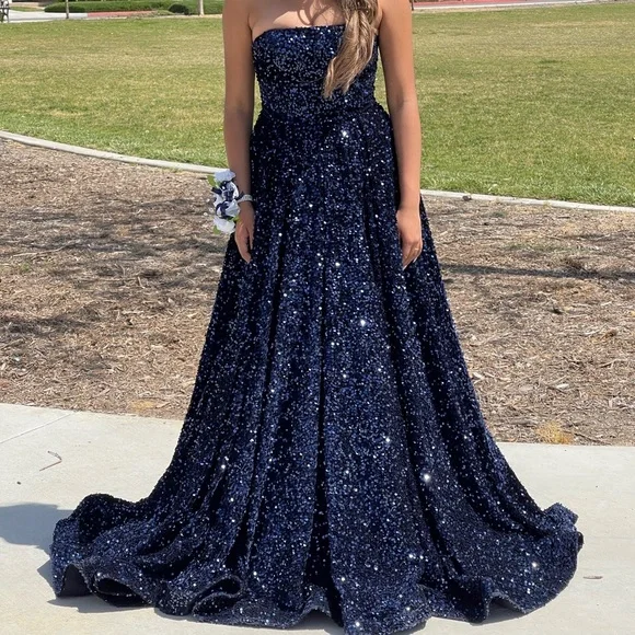 Amarra Style 87409 Dark Blue Homecoming Prom Dress - Picture 5 of 5